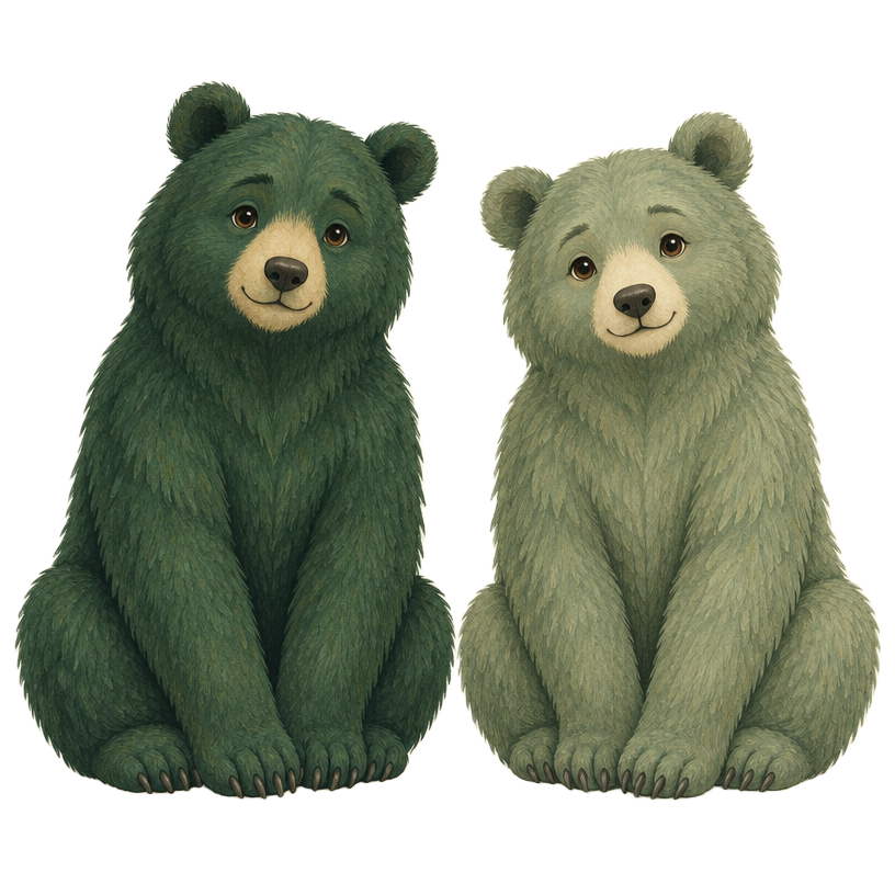 Two bears sitting side by side